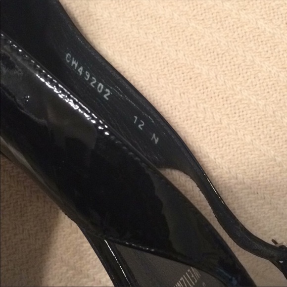 Stuart Weitzman Black Patent Leather Sling Backs - Picture 8 of 8